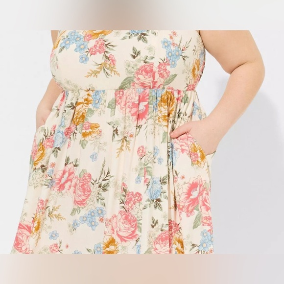 Torrid Plus Size Maxi Challis Ruffle Strap Tiered Dress in Lush Floral Dew - Picture 2 of 11